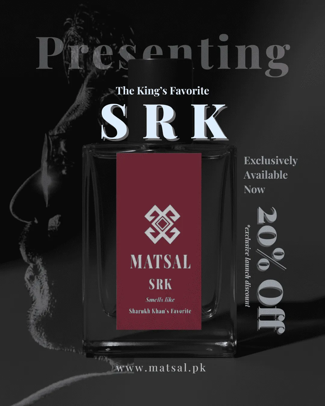 Shahrukkh Khan long-lasting perfume in Pakistan – SRK. Neroli, sandalwood, and cedarwood.